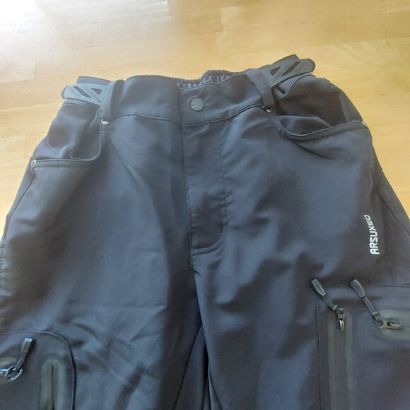 Men's Mountain Bike Shorts Breathable Loose Fit Black Multi Pockets Size Small - Picture 2 of 14